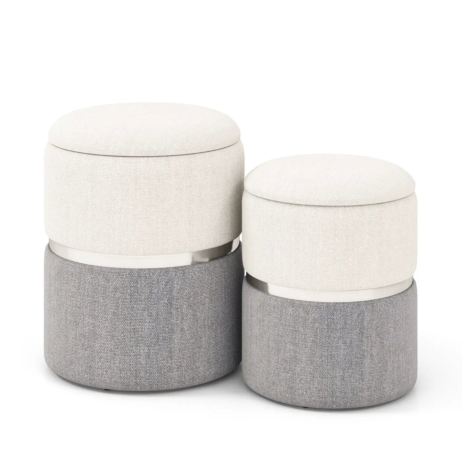 Velvet/Linen Fabric Storage Ottoman Set of 2 by DirectDeals