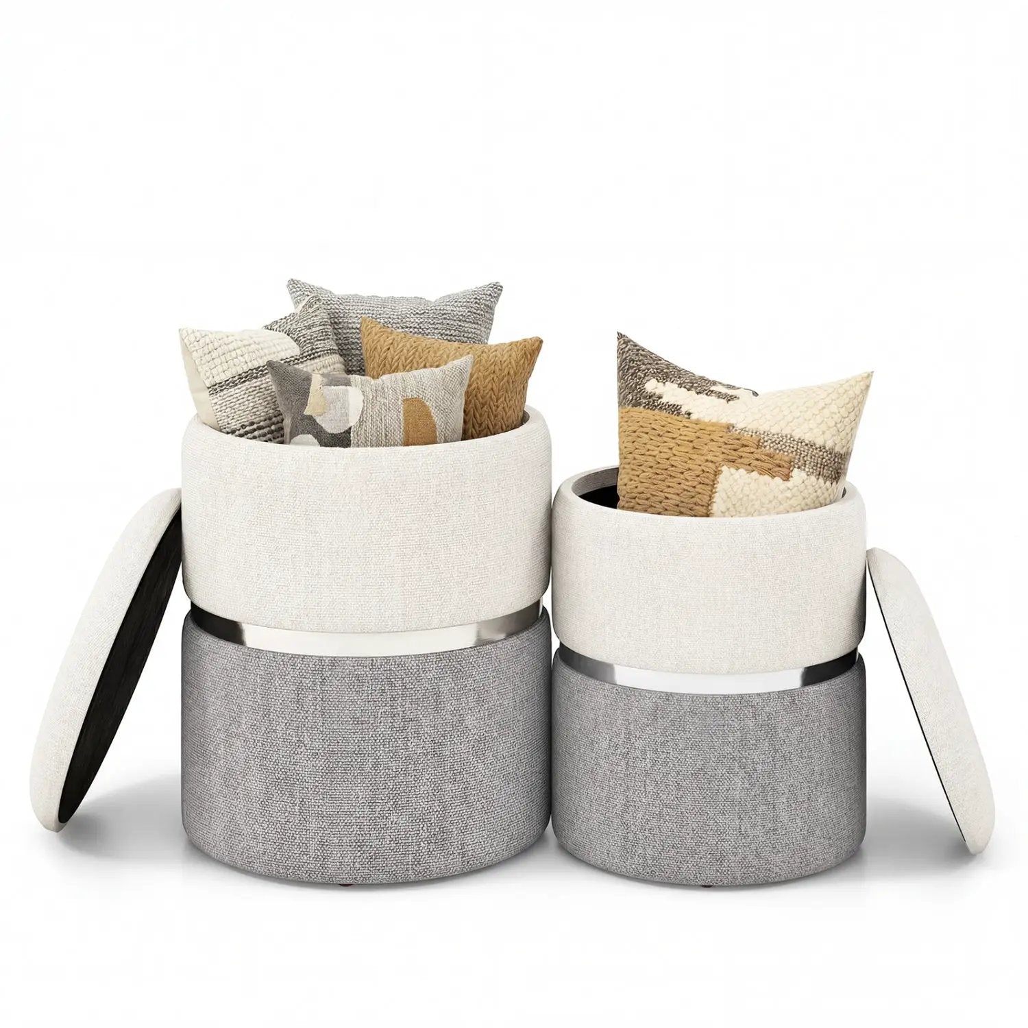 Velvet/Linen Fabric Storage Ottoman Set of 2 by DirectDeals