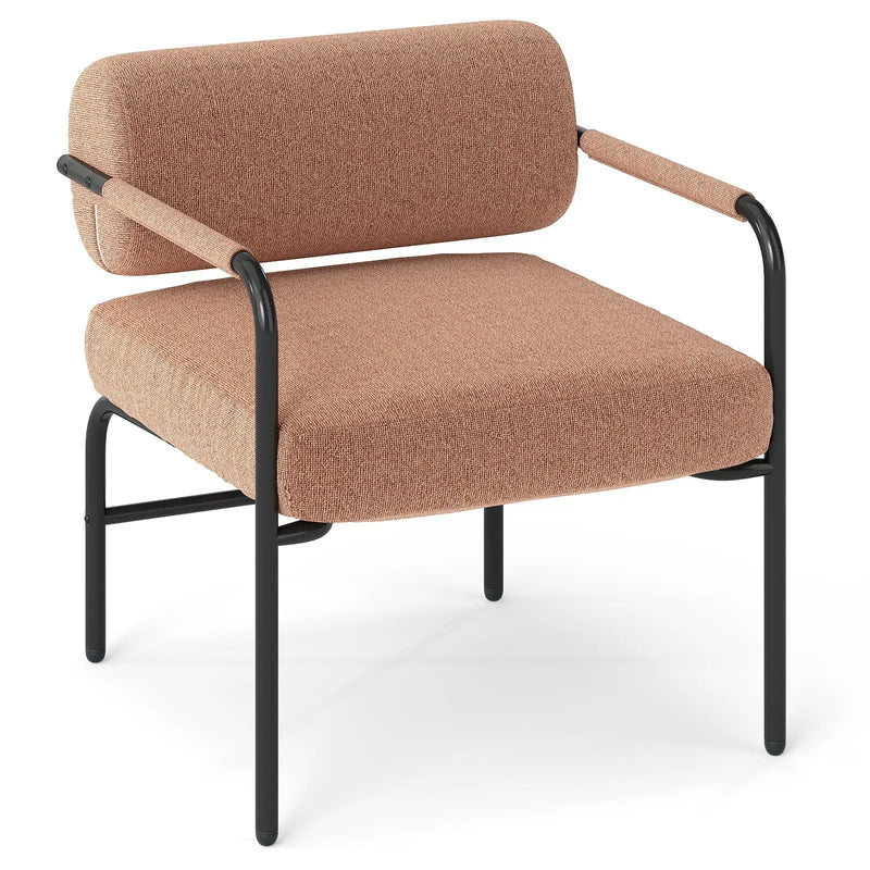 Velvet Upholstered Accent Chair with Cylindrical Backrest and Metal Armrests by DirectDeals