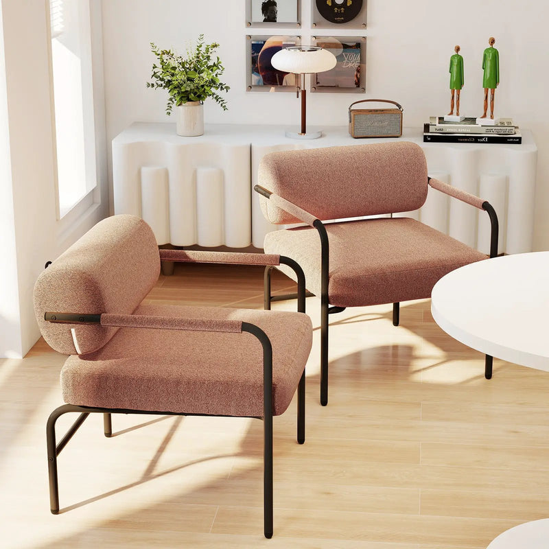 Velvet Upholstered Accent Chair with Cylindrical Backrest and Metal Armrests by DirectDeals
