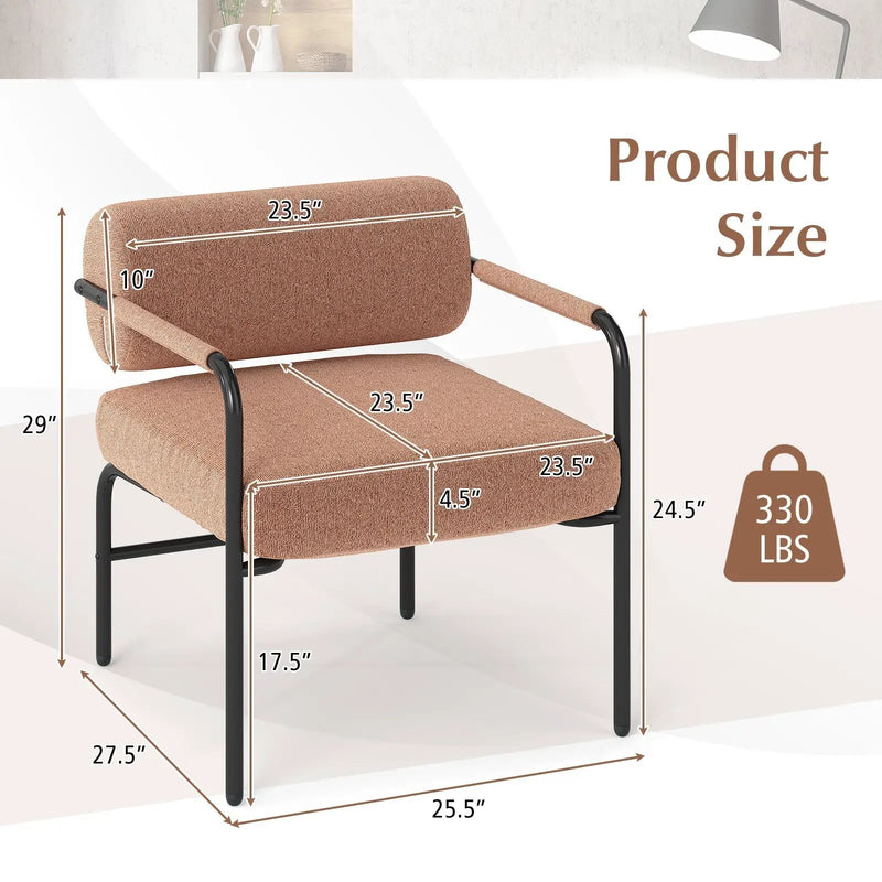 Velvet Upholstered Accent Chair with Cylindrical Backrest and Metal Armrests by DirectDeals