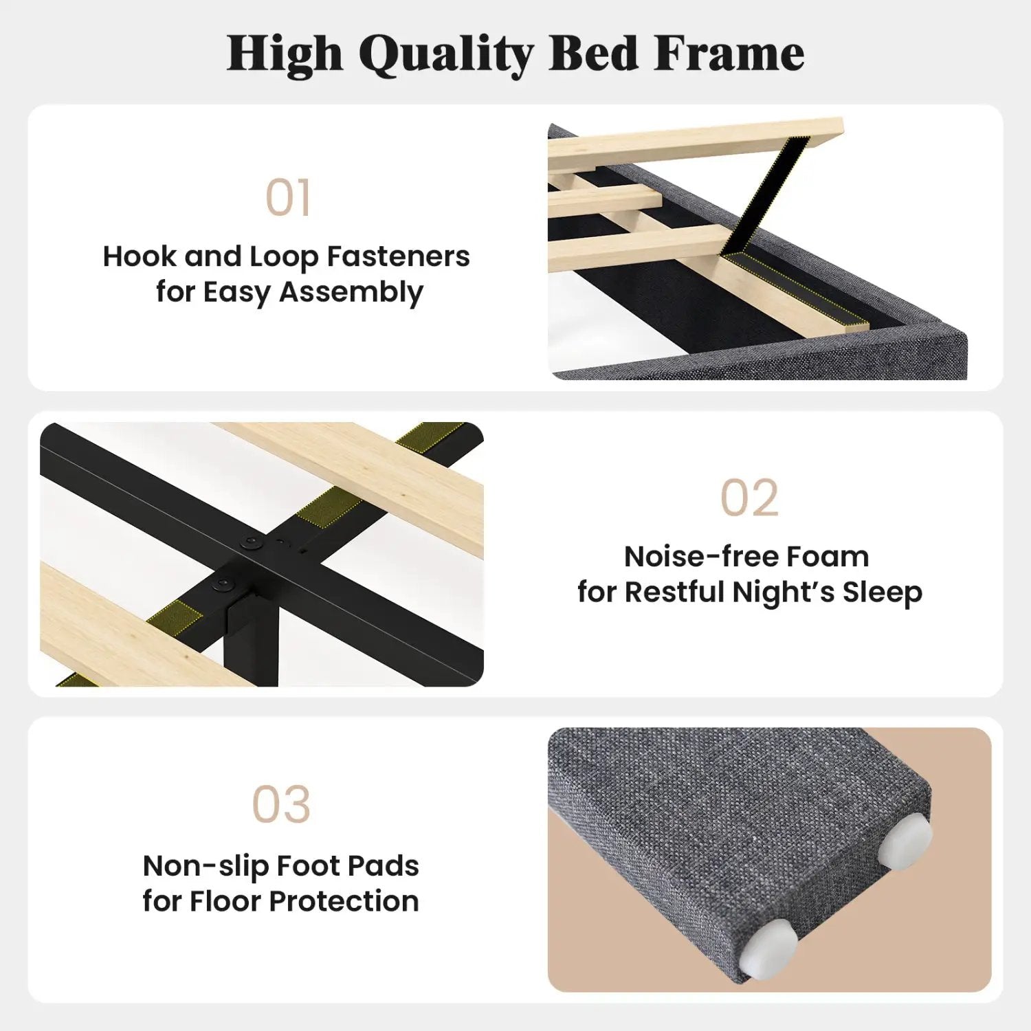 Upholstered Platform Bed with Adjustable Headboard - Twin Size by DirectDeals