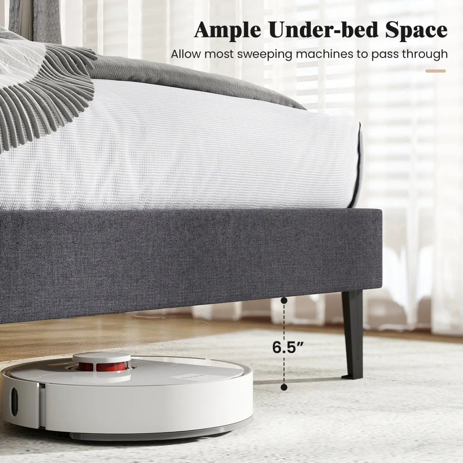 Upholstered Platform Bed with Adjustable Headboard - Twin Size by DirectDeals