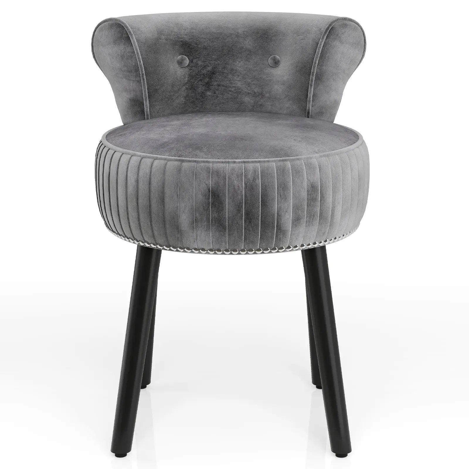 Velvet Vanity Chair with Back Upholstered Vanity Stool with Tufted Low Back and Solid Wood Legs by DirectDeals