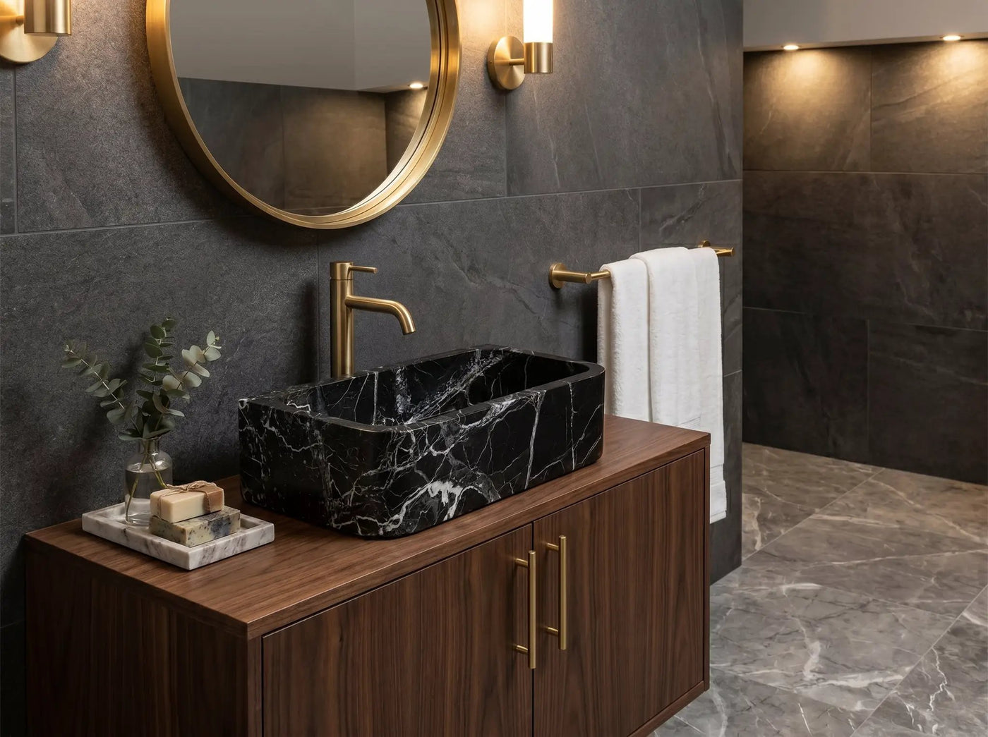 Verde Antico Marble Rectangular Wall-Mount Bathroom Sink 25x13 by GobekDesign