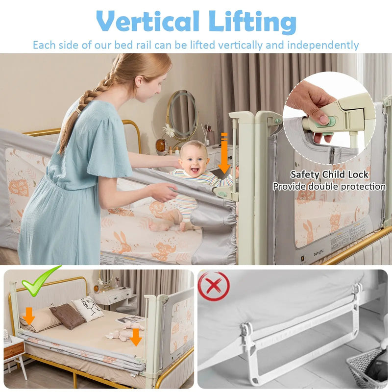 Vertical Lifting Bed Rail for Toddlers with Double Lock by DirectDeals