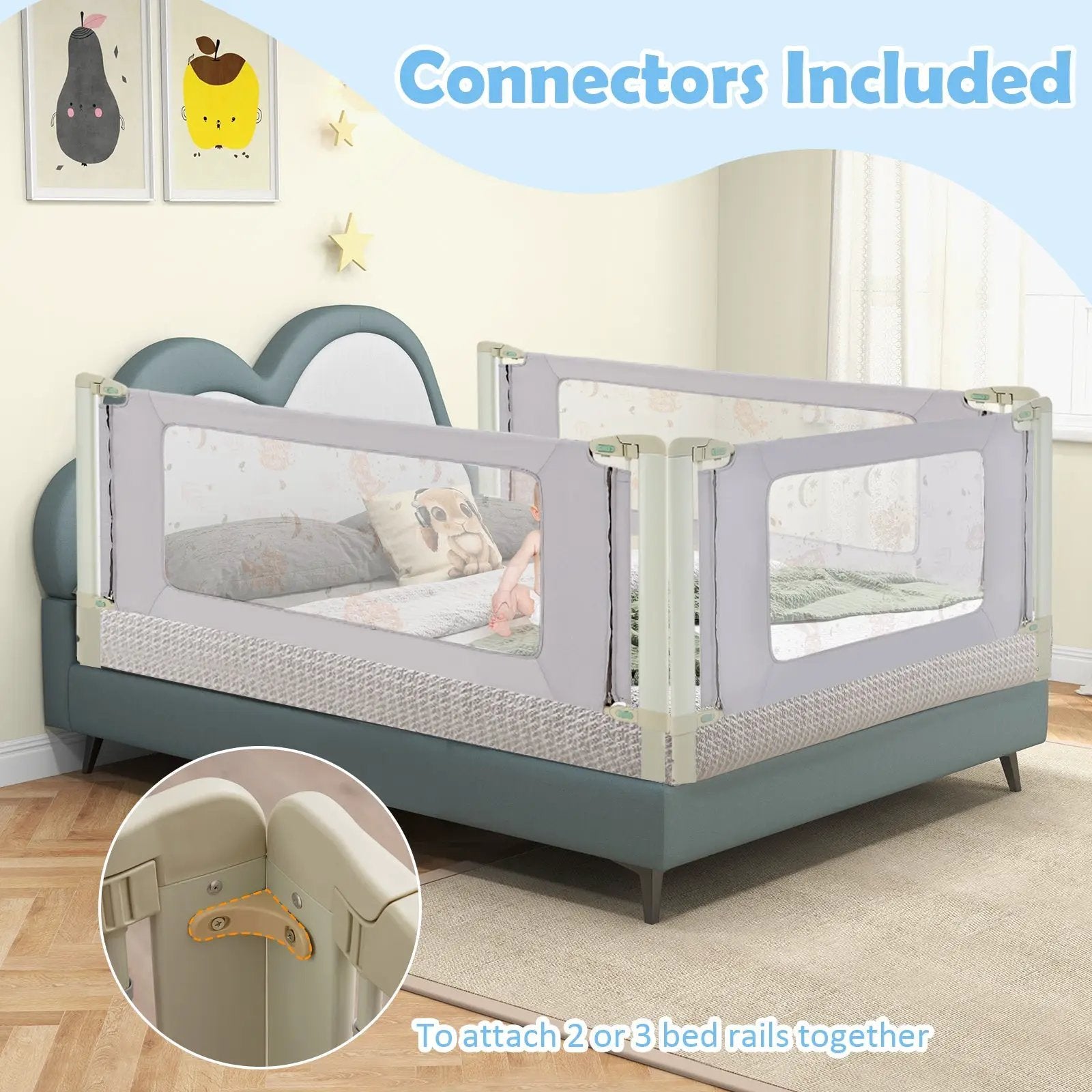 Vertical Lifting Bed Rail for Toddlers with Double Lock by DirectDeals
