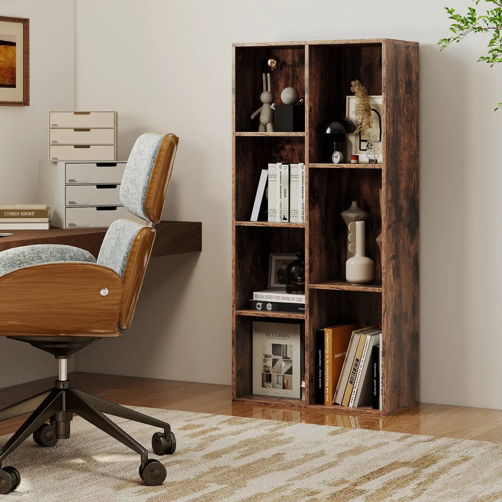Vertical or Horizontal Freestanding Bookshelf with 7 Compartments by DirectDeals