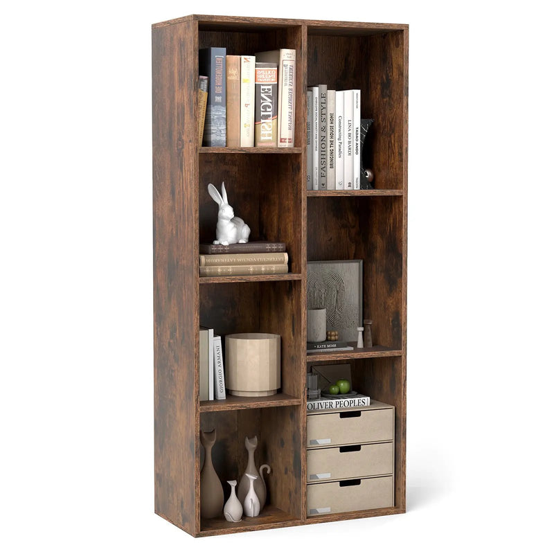 Vertical or Horizontal Freestanding Bookshelf with 7 Compartments by DirectDeals