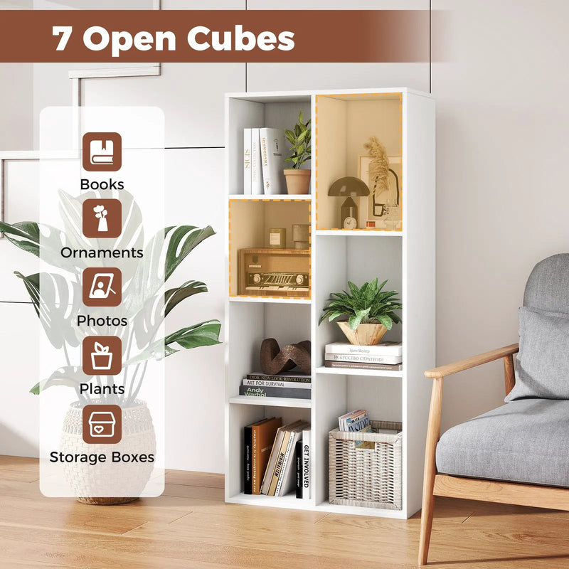 Vertical or Horizontal Freestanding Bookshelf with 7 Compartments by DirectDeals