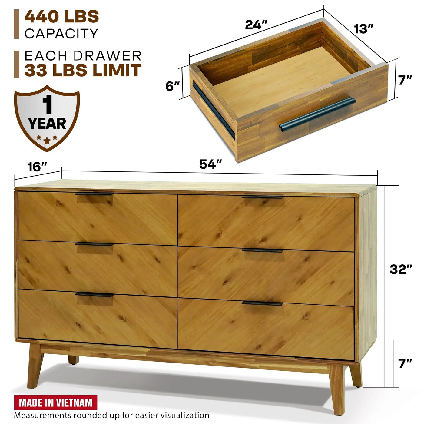 Veyron 6 Drawers Dresser by Megsu