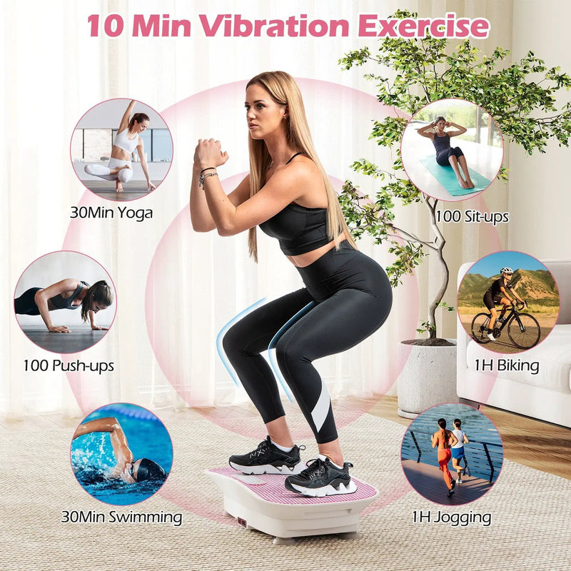 Vibration Plate Exercise Machine for Lymphatic Drainage and Weight Loss with 10 Speed Intensities by DirectDeals