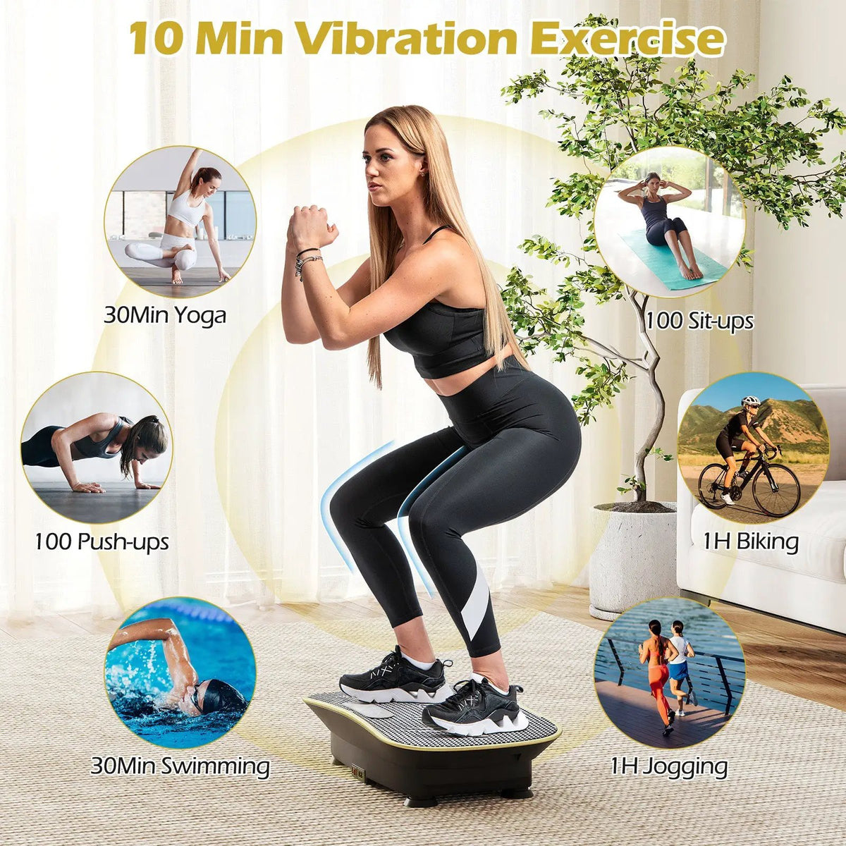 Vibration Plate Exercise Machine for Lymphatic Drainage and Weight Loss with 10 Speed Intensities, photo 29 of 56