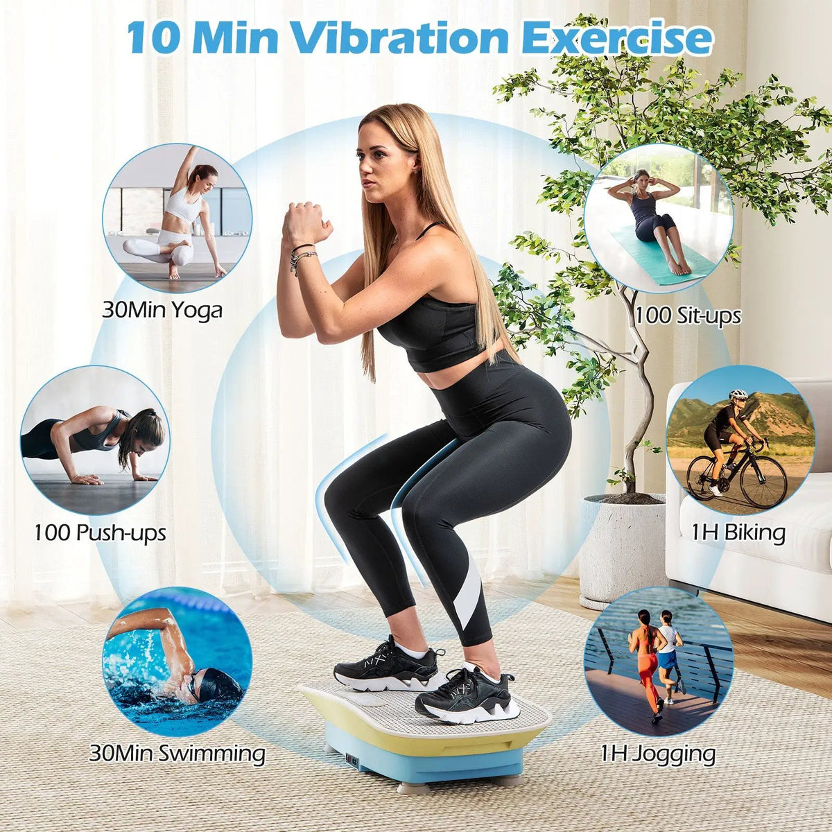 Vibration Plate Exercise Machine for Lymphatic Drainage and Weight Loss with 10 Speed Intensities, photo 37 of 56