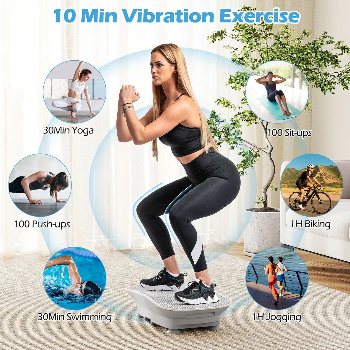 Vibration Plate Exercise Machine for Lymphatic Drainage and Weight Loss with 10 Speed Intensities, photo 36 of 56