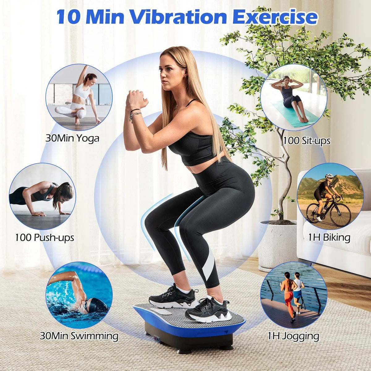 Vibration Plate Exercise Machine for Lymphatic Drainage and Weight Loss with 10 Speed Intensities, photo 40 of 56