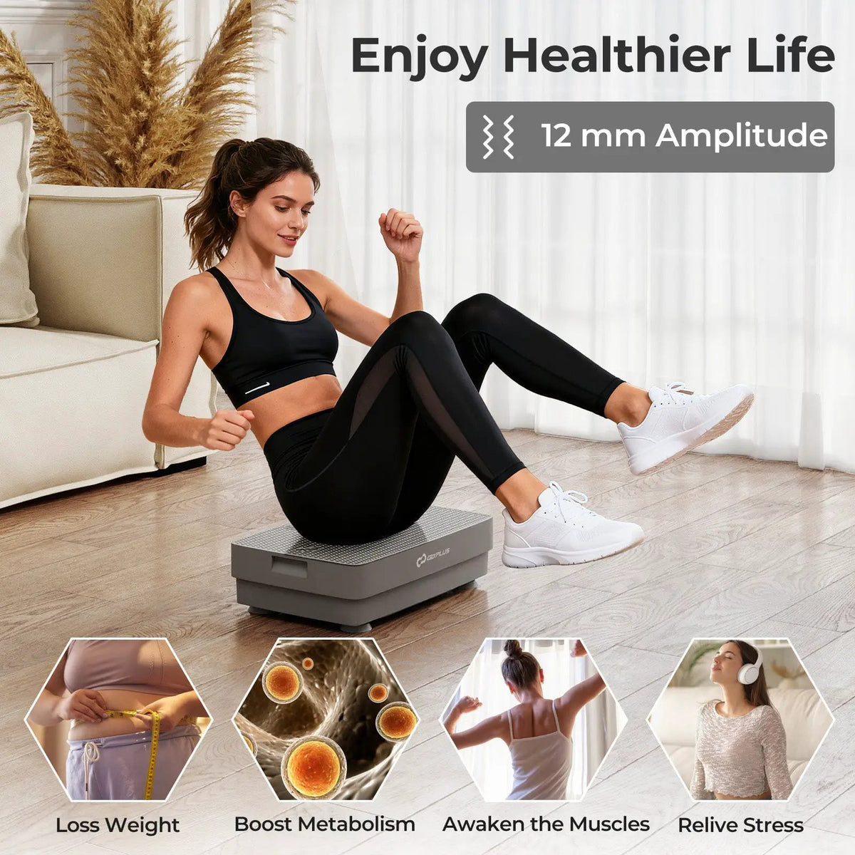 Vibration Plate Exercise Machine with Gravity Sensor and Remote Control for Home Gym, photo 12 of 16