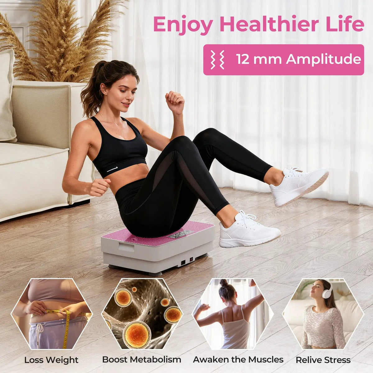 Vibration Plate Exercise Machine with Gravity Sensor and Remote Control for Home Gym, photo 11 of 16