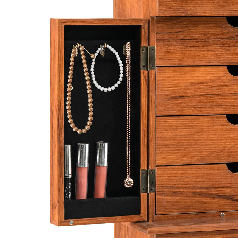 Vintage Jewelry Storage Standing with Top Flip Makeup Mirror by DirectDeals