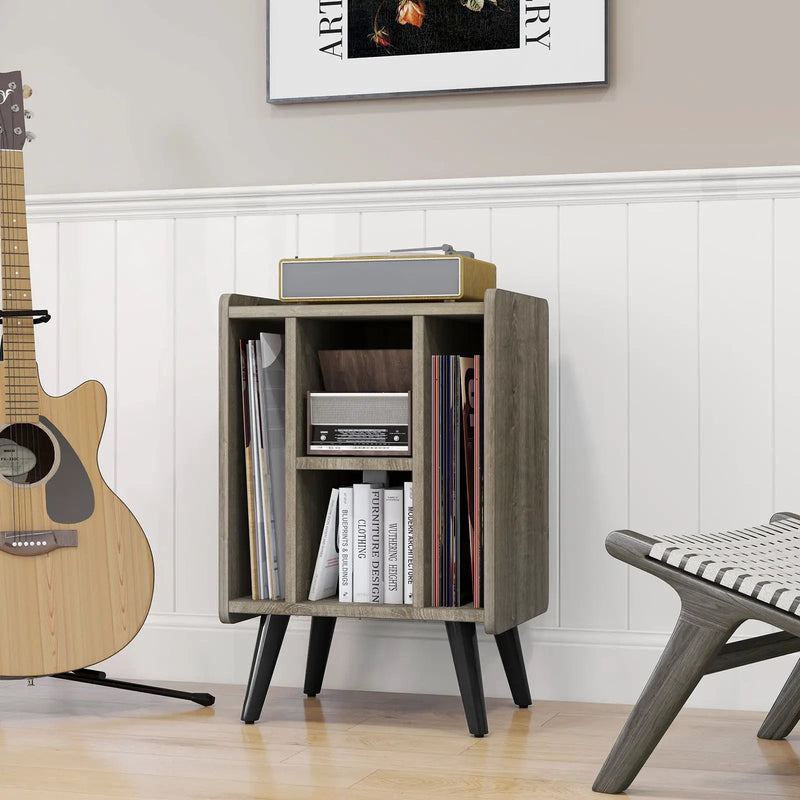 Vinyl Record Storage Turntable Stand with 4 Open Shelves by DirectDeals