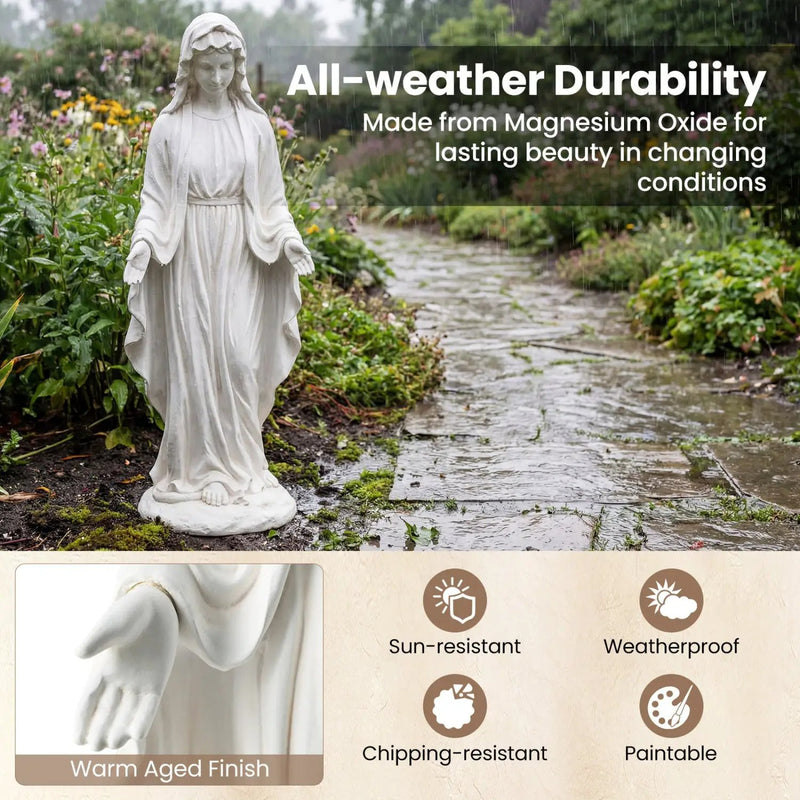 Virgin Mary Statue 29.5 inch Tall Outdoor Religious Sculpture with Aged Finish by DirectDeals