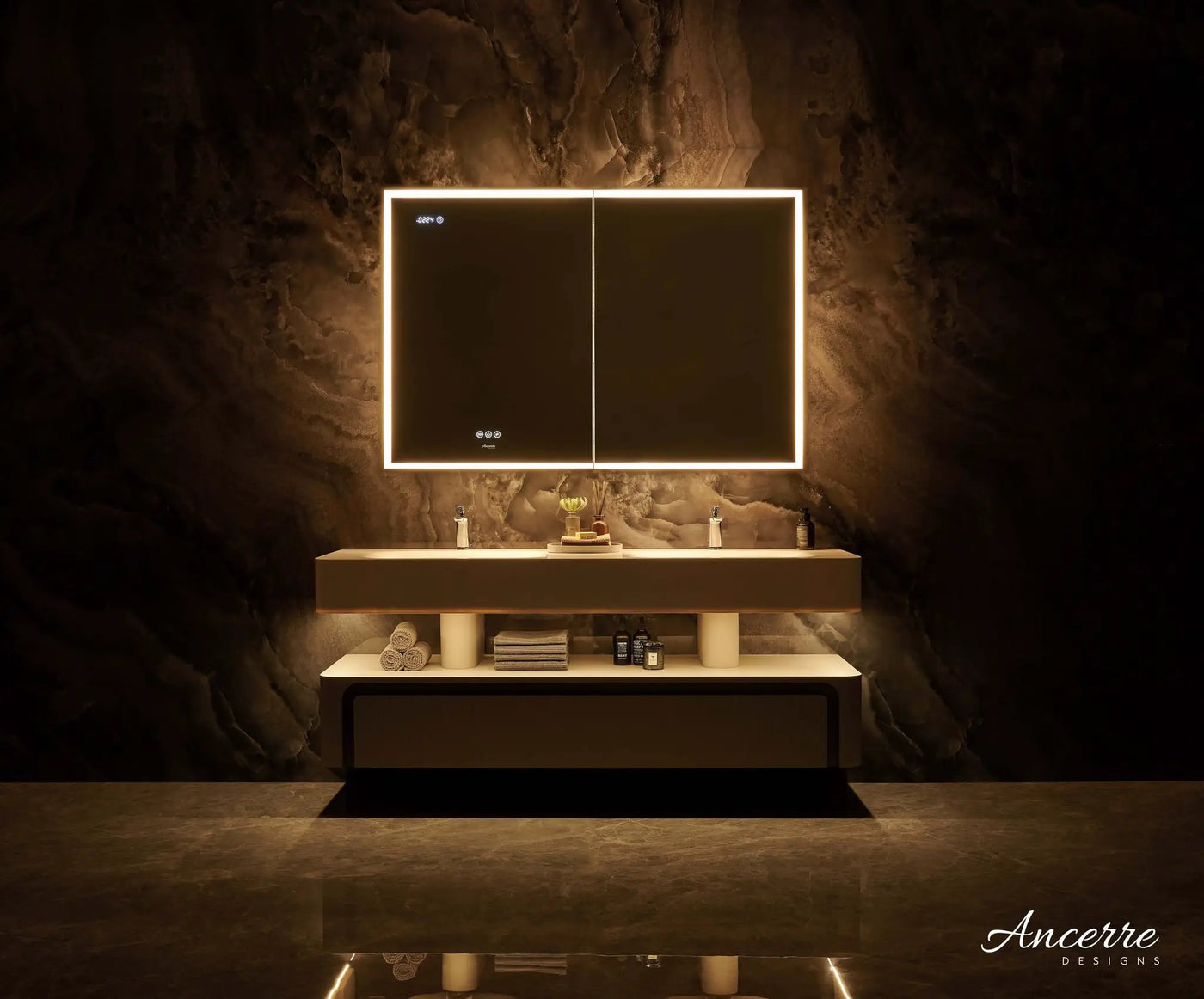 Pagani LED Mirror Cabinet with Defogger, Dimmer, Magnifier & USB outlet by Ancerre Designs