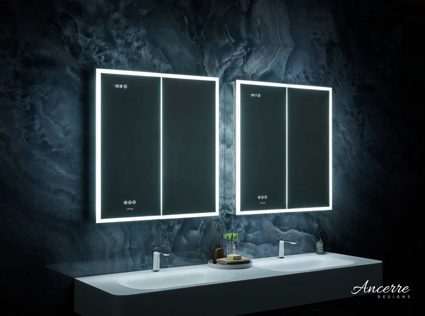 Pagani LED Mirror Cabinet with Defogger, Dimmer, Magnifier & USB outlet by Ancerre Designs