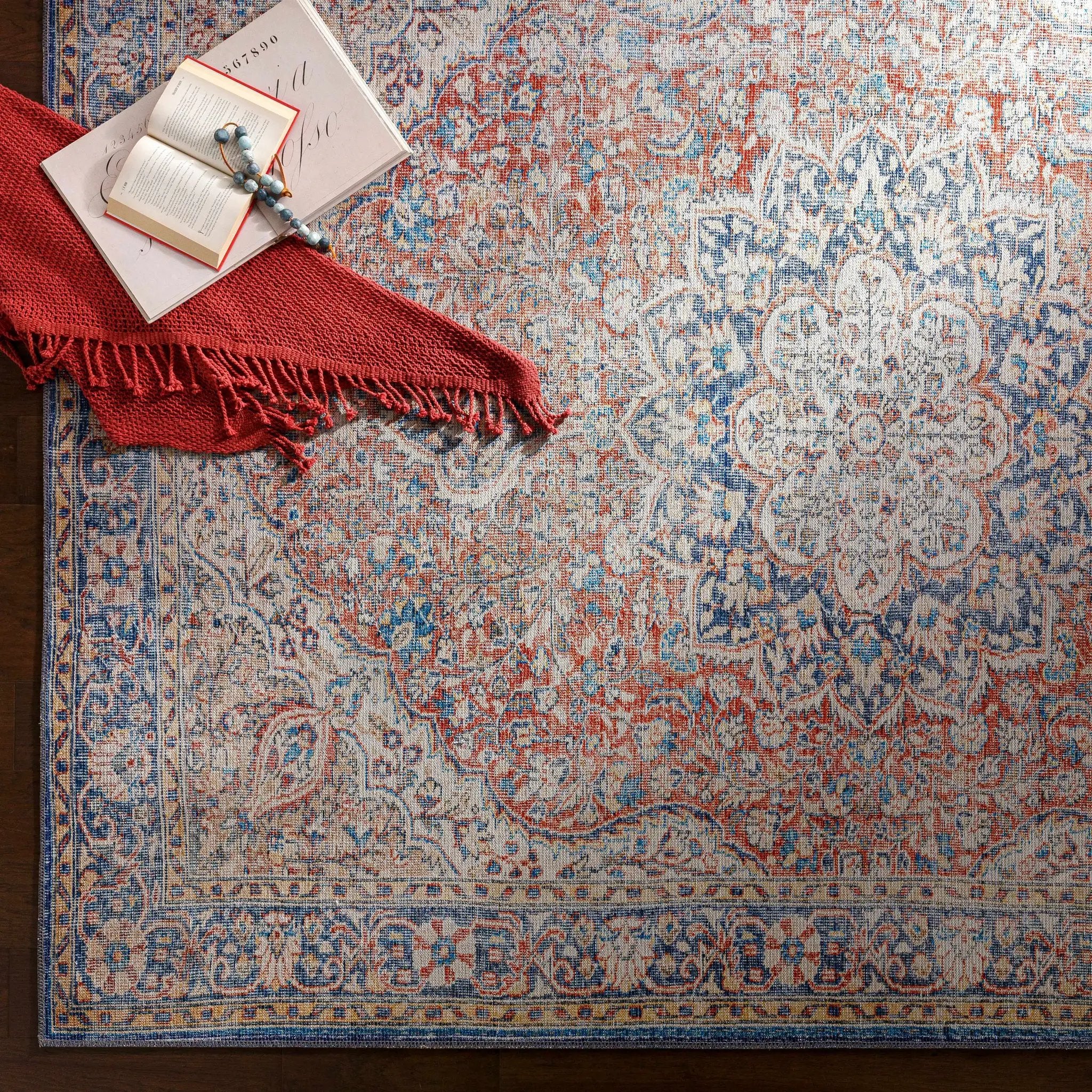 Wacousta Red&Blue Washable Rug - Clearance by Boutique Rugs
