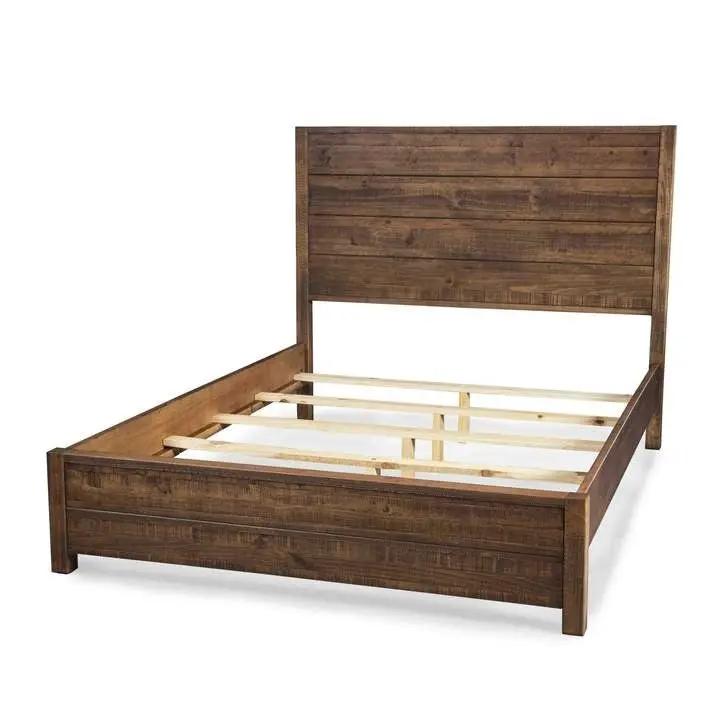 FarmHome Walnut Solid Pine Platform Bed in Queen Size by HomePacific