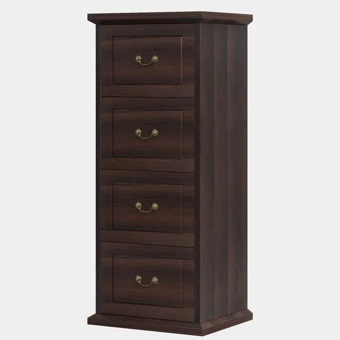 Traditional Vertical File Cabinet in Walnut Wood Finish with 4 Storage Drawers by HomePacific
