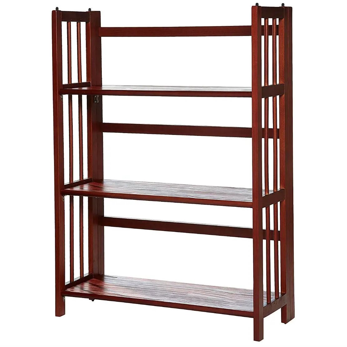 3-Shelf Folding Storage Shelves Bookcase in Walnut Wood Finish by HomePacific