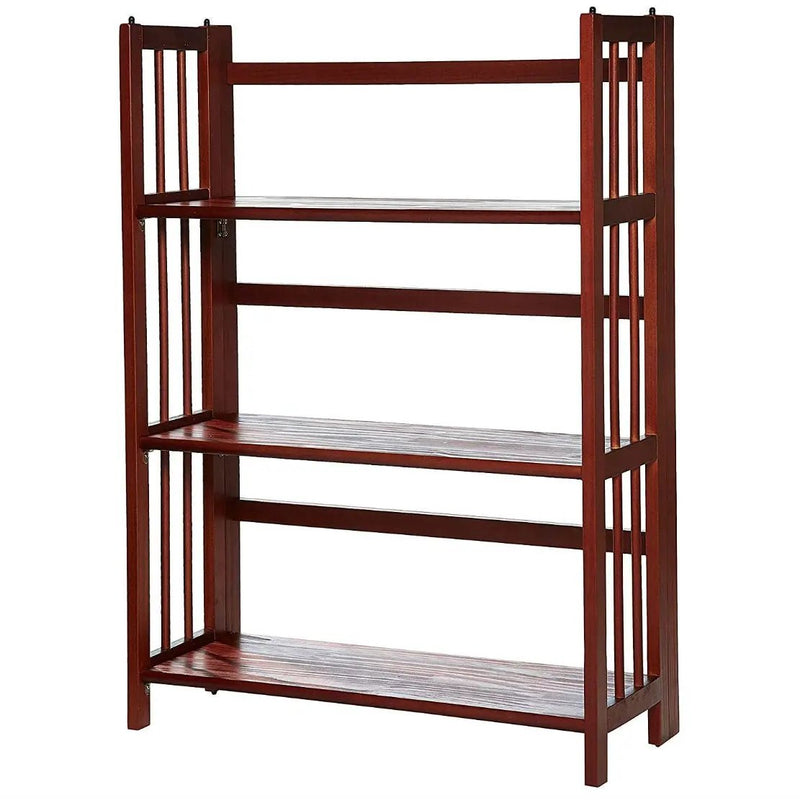 3-Shelf Folding Storage Shelves Bookcase in Walnut Wood Finish by HomePacific