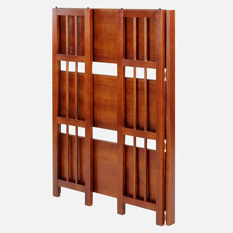 3-Shelf Folding Storage Shelves Bookcase in Walnut Wood Finish by HomePacific