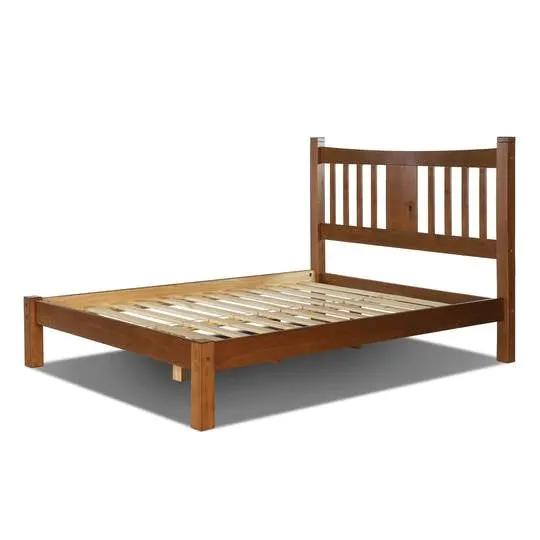 Queen Farmhouse Style Solid Wood Platform Bed Frame with Headboard in Walnut by HomePacific