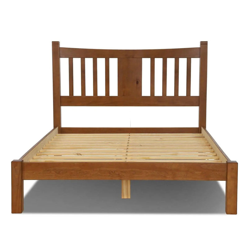 Queen Farmhouse Style Solid Wood Platform Bed Frame with Headboard in Walnut by HomePacific
