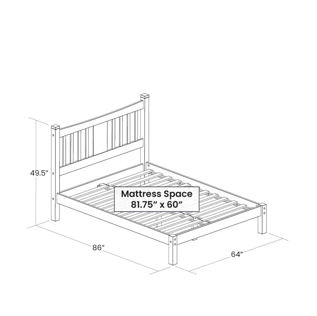 Queen Farmhouse Style Solid Wood Platform Bed Frame with Headboard in Walnut by HomePacific