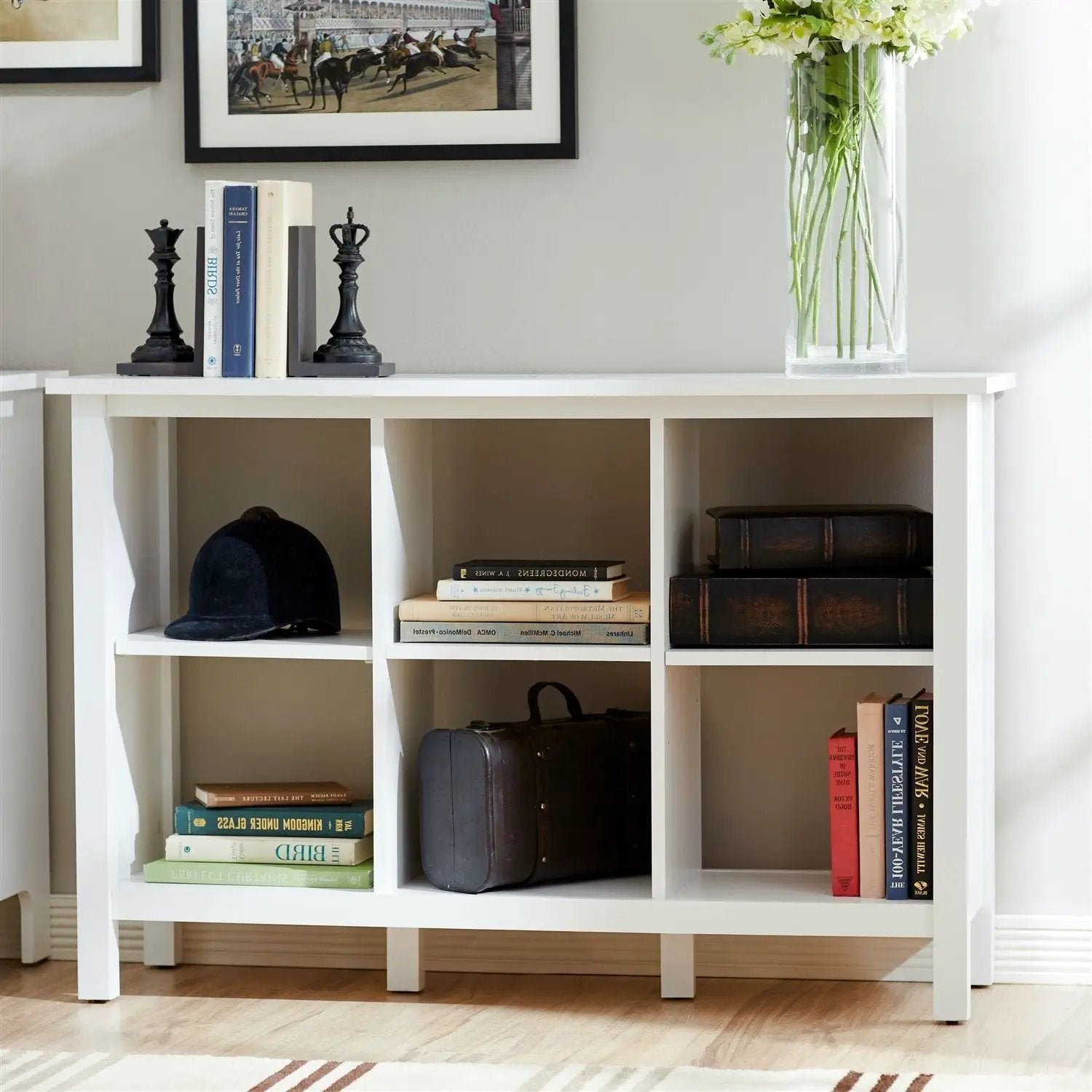 Adjustable Shelf 6-Cube Bookcase Storage Unit Sideboard in White by HomePacific
