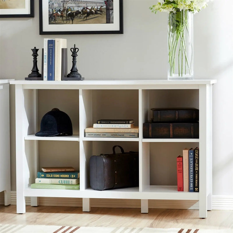 Adjustable Shelf 6-Cube Bookcase Storage Unit Sideboard in White by HomePacific