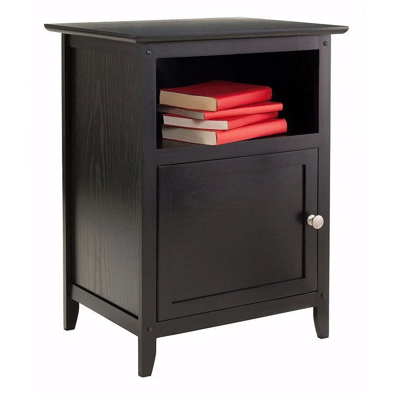 Black Shaker Style End Table Nighstand with Shelf by HomePacific