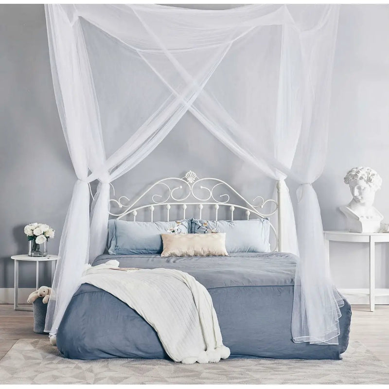 White 4-Post Bed Netting Mosquito Net for Canopy Beds - Fits size Full Queen and King by HomePacific