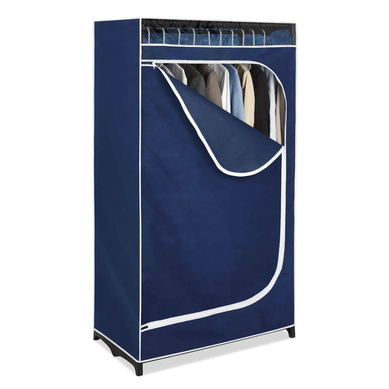Portable Clothes Closet Wardrobe in Blue Breathable Fabric by HomePacific