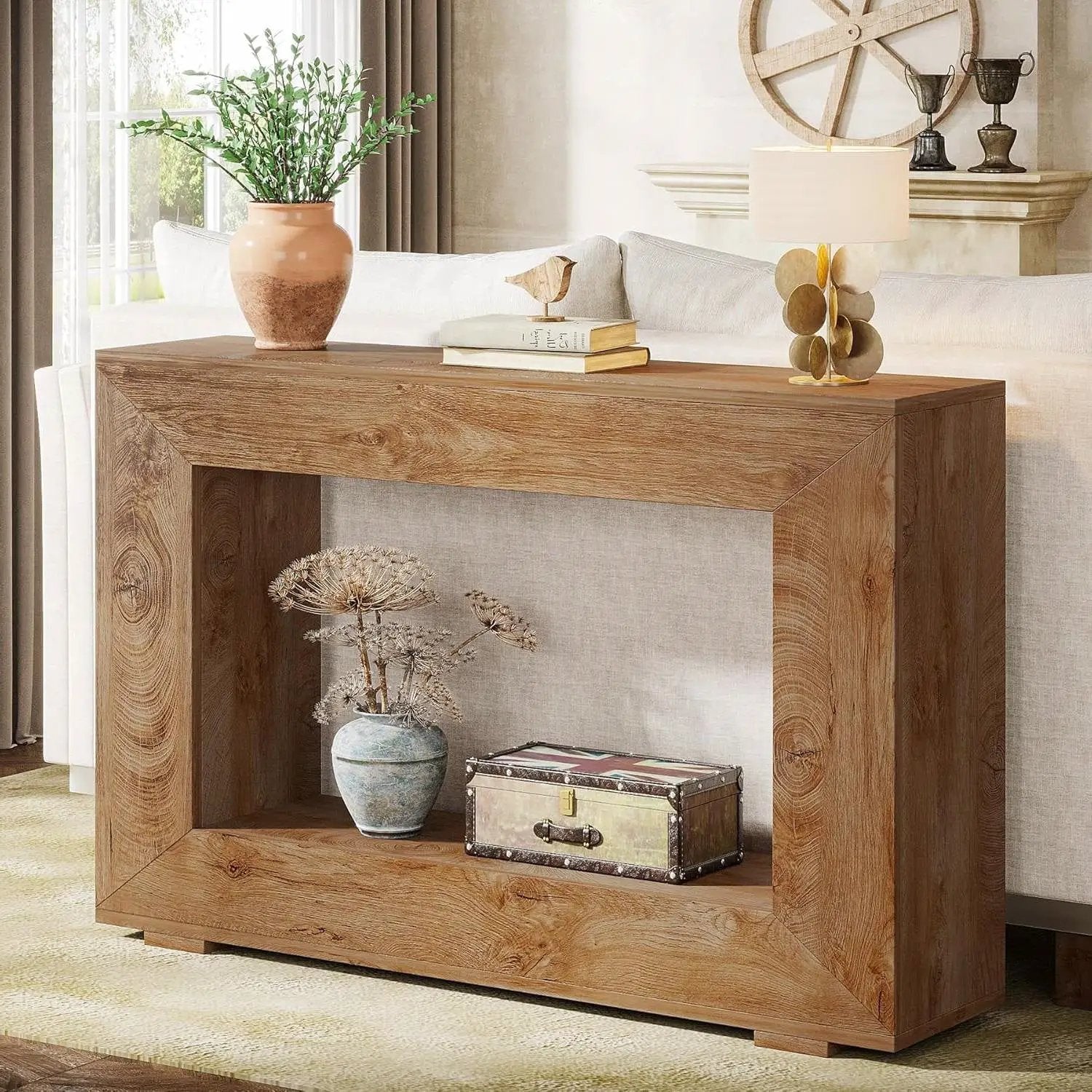 Modern Farmhouse 47-inch Long Entryway or Sofa Table in Brown Wood Finish by HomePacific