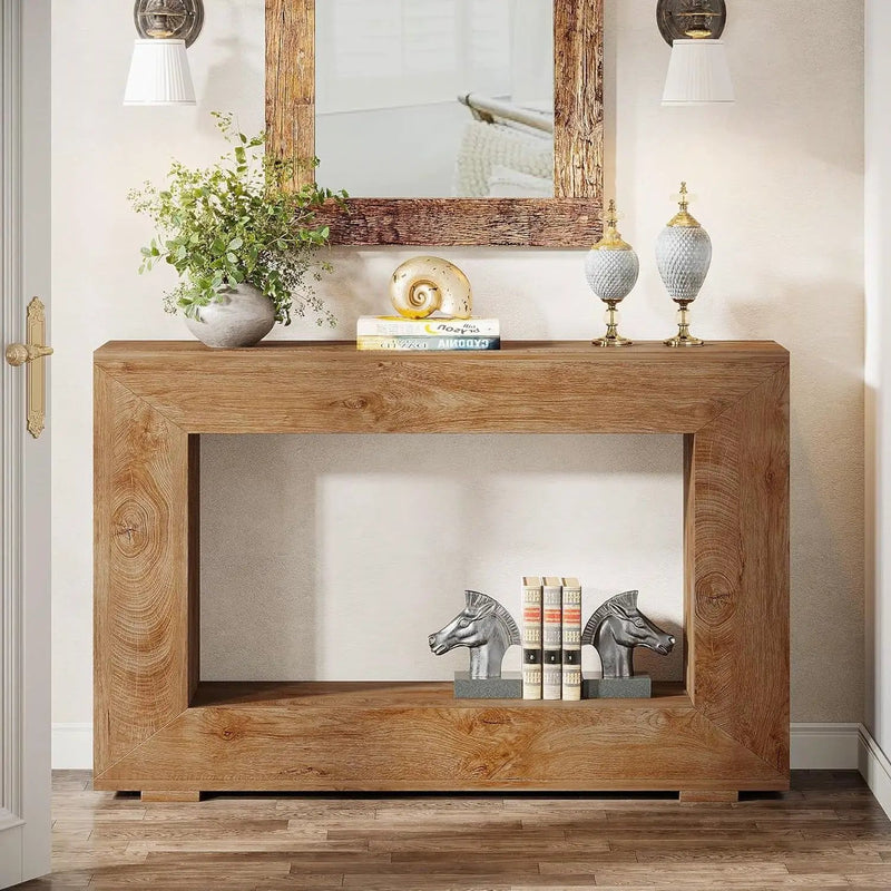 Modern Farmhouse 47-inch Long Entryway or Sofa Table in Brown Wood Finish by HomePacific