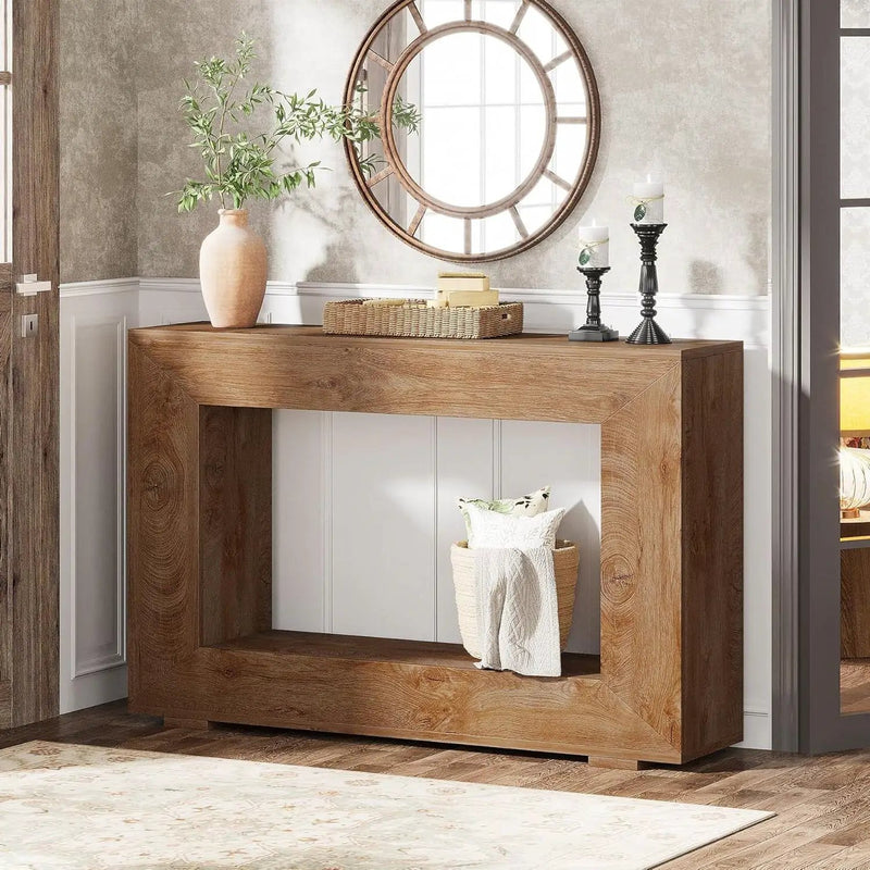 Modern Farmhouse 47-inch Long Entryway or Sofa Table in Brown Wood Finish by HomePacific