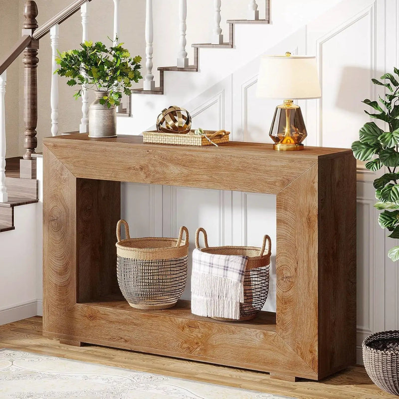 Modern Farmhouse 47-inch Long Entryway or Sofa Table in Brown Wood Finish by HomePacific