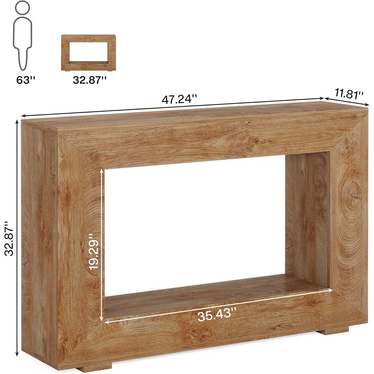 Modern Farmhouse 47-inch Long Entryway or Sofa Table in Brown Wood Finish by HomePacific