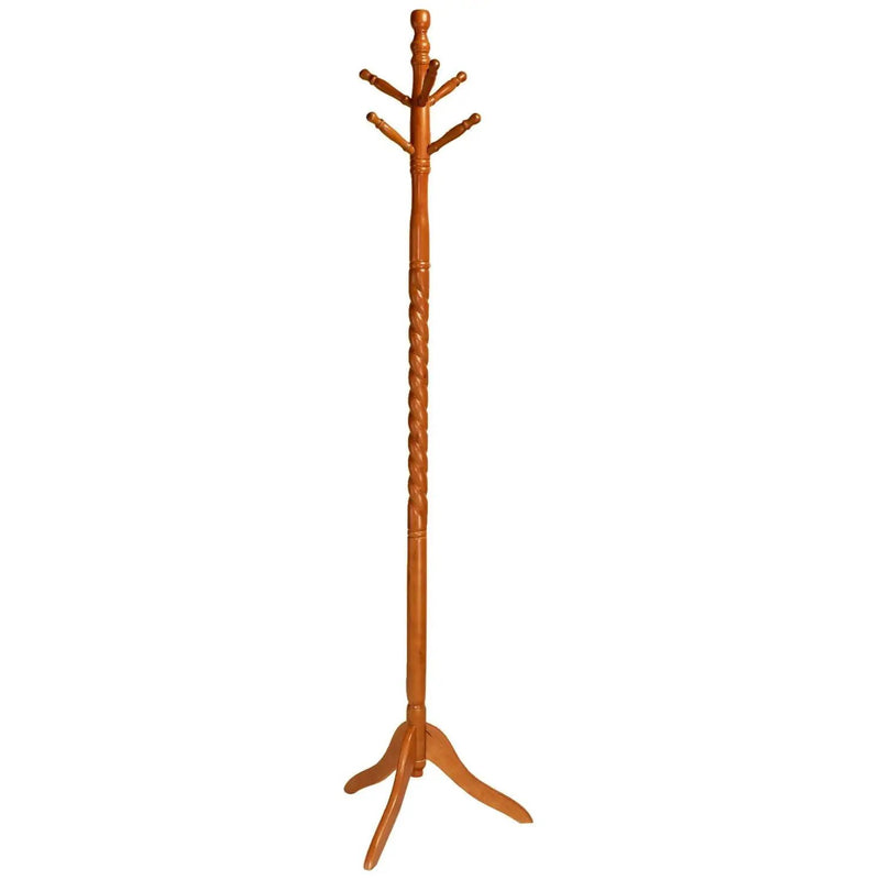 Oak Finish Twist Wood Coat Rack Entryway Hall Tree Hat Rack by HomePacific