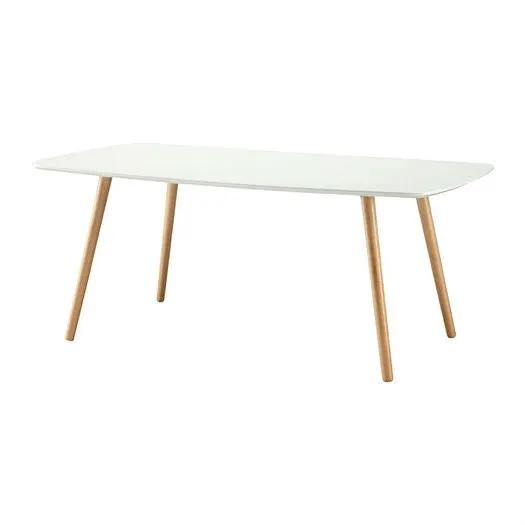 White Top Mid-Century Coffee Table with Solid Wood Legs by HomePacific