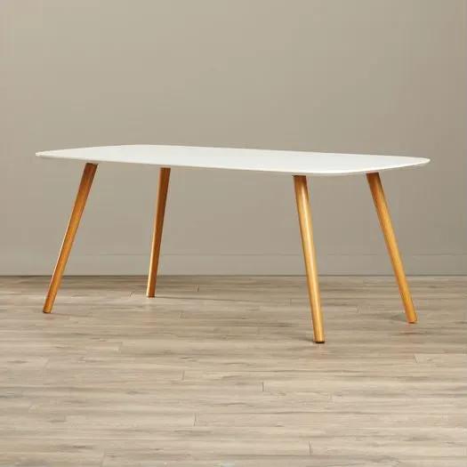White Top Mid-Century Coffee Table with Solid Wood Legs by HomePacific