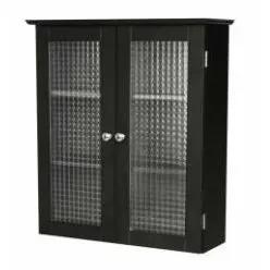 Bathroom Wall Cabinet with Two Glass Doors in Dark Espresso by HomePacific